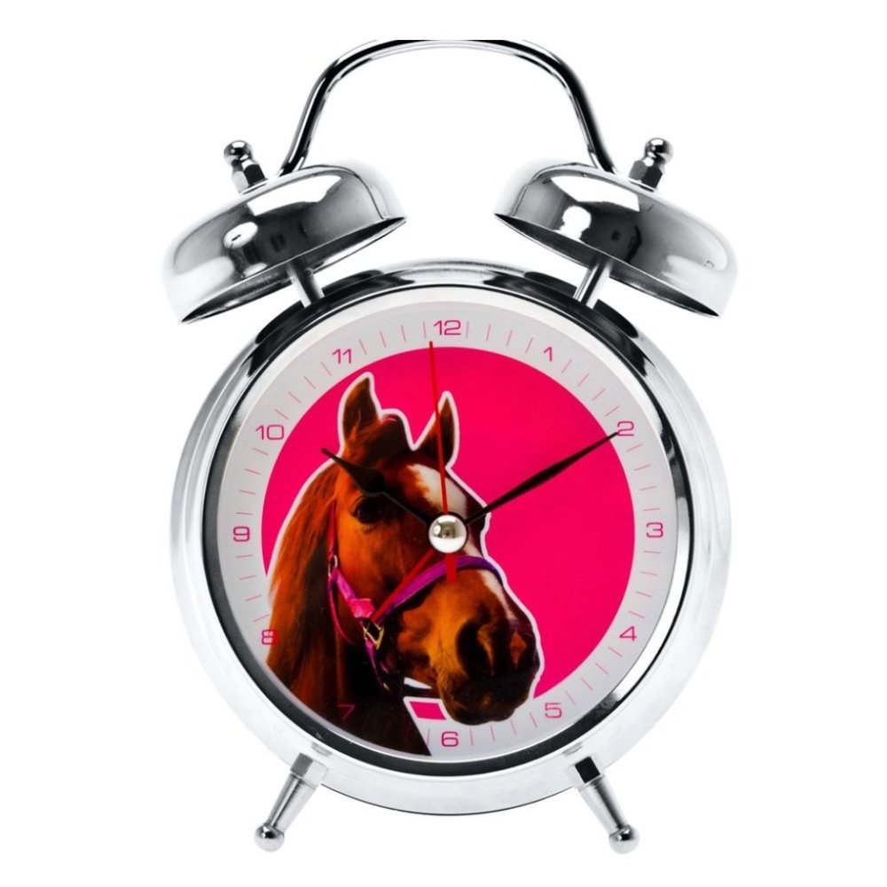 Horse Animal Sound Alarm Clock - Silver/Pink